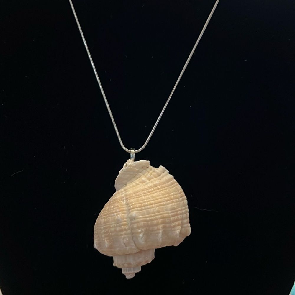 Handcrafted Natural Seashell Pendant Necklace on choice of necklace.